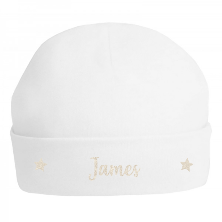 White Baby Hat - Stars
